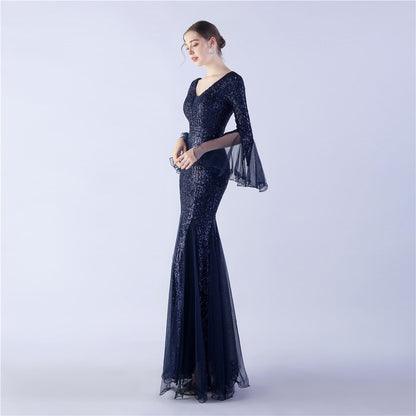 Trimmed Mesh Formal Gown