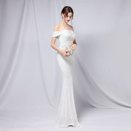Off The Shoulder Fishtail Formal Dress