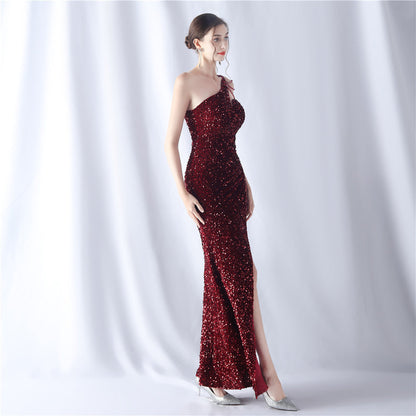 Abito formale con perline e retro in velluto 