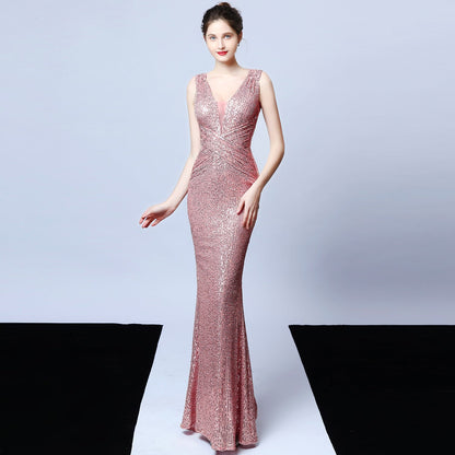 Long Sleeveless Sequin Formal Dress