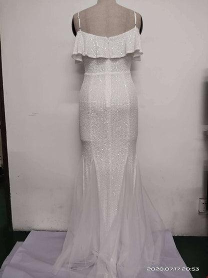 Silk Thread Fringe Beaded Formal Dresses