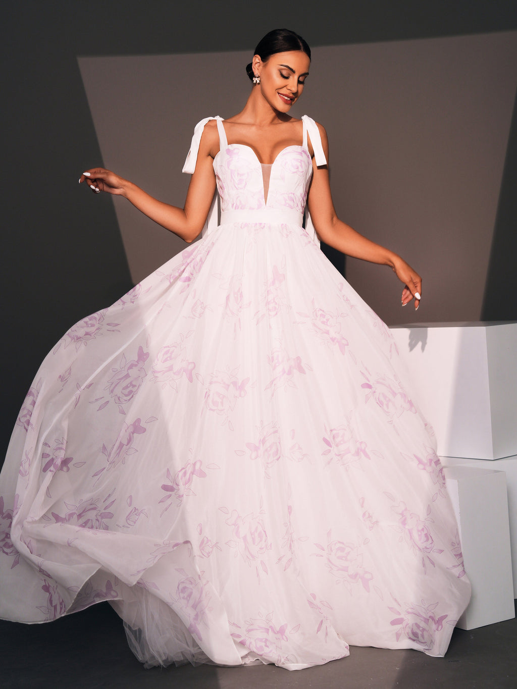 Sleeveless Print A-line Bridesmaid Dress