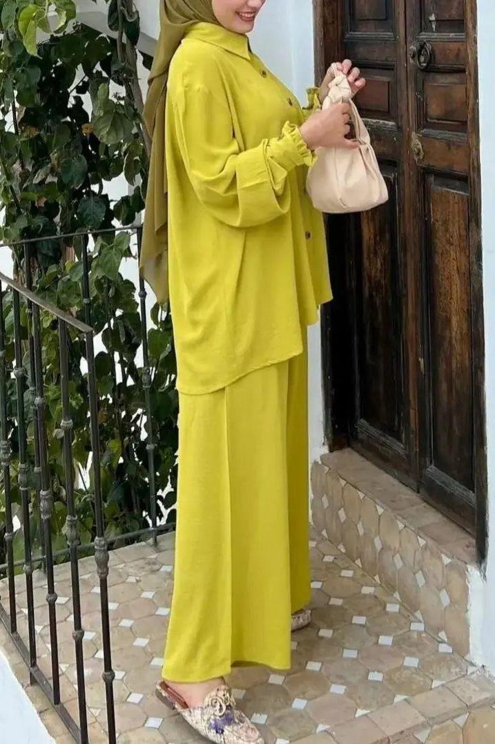 2pcs Set Loose Long Sleeved Shirt and Pants