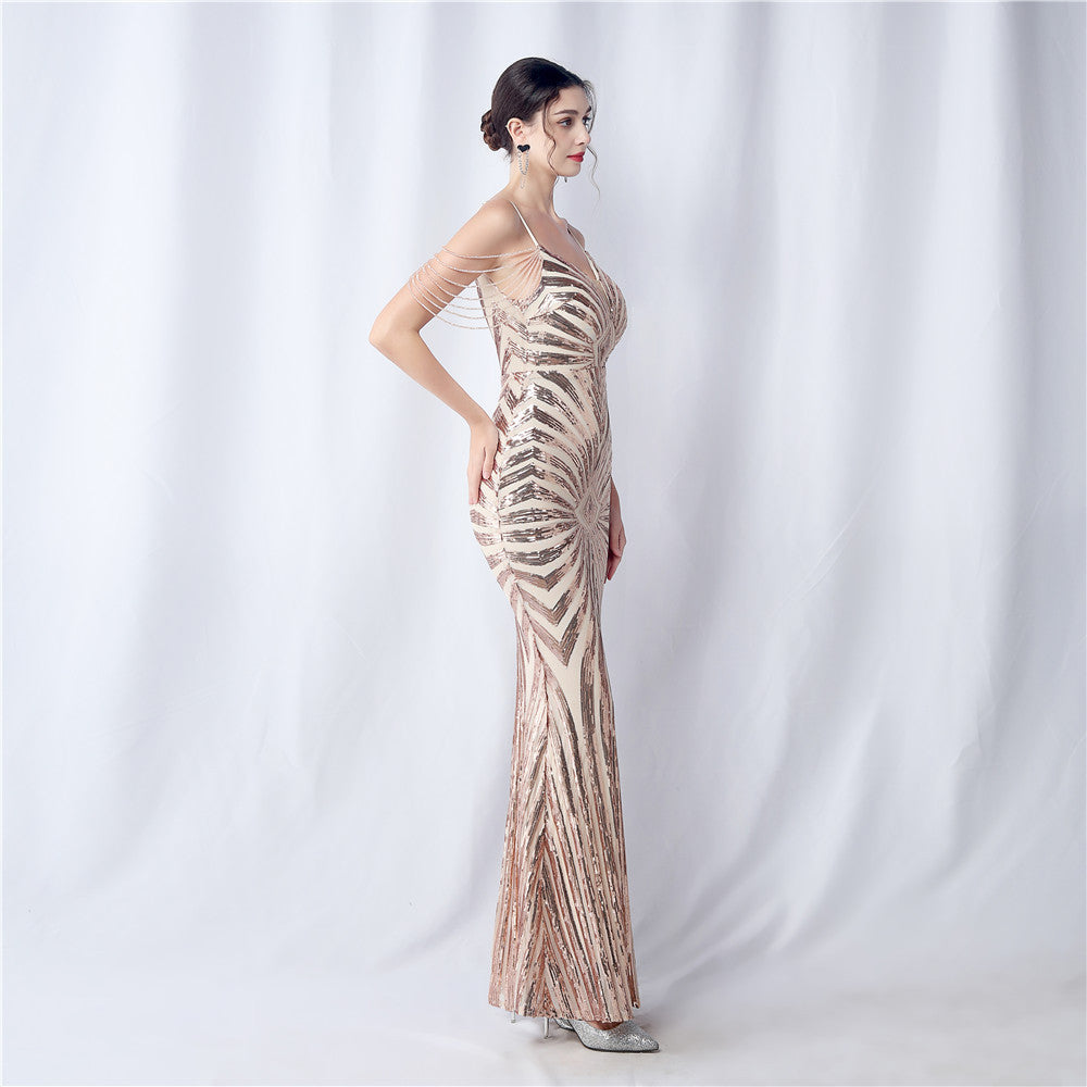 Beaded Halter Formal Dress