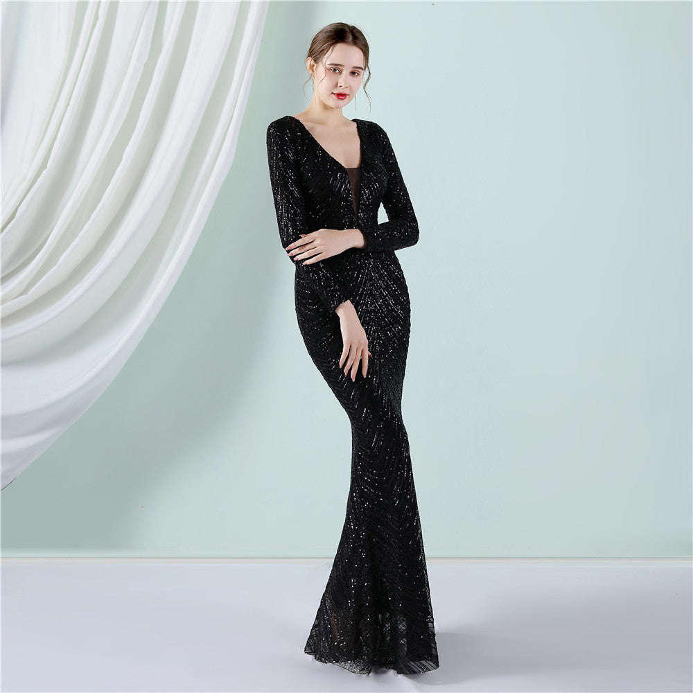 Sequined Fishtail Formal Dress