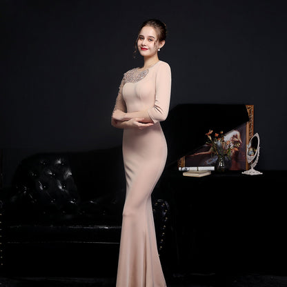 Lace Rhinestone Formal Dress