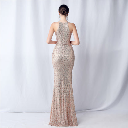 Camel hair and lattice beaded formal dresses