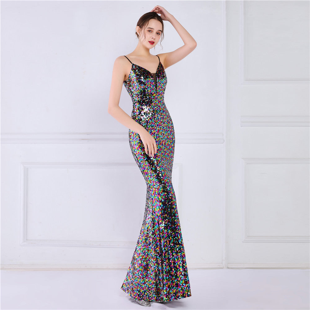 Beaded Position Flower Formal Dress
