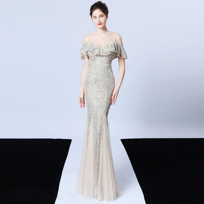 Silk Thread Fringe Beaded Formal Dresses