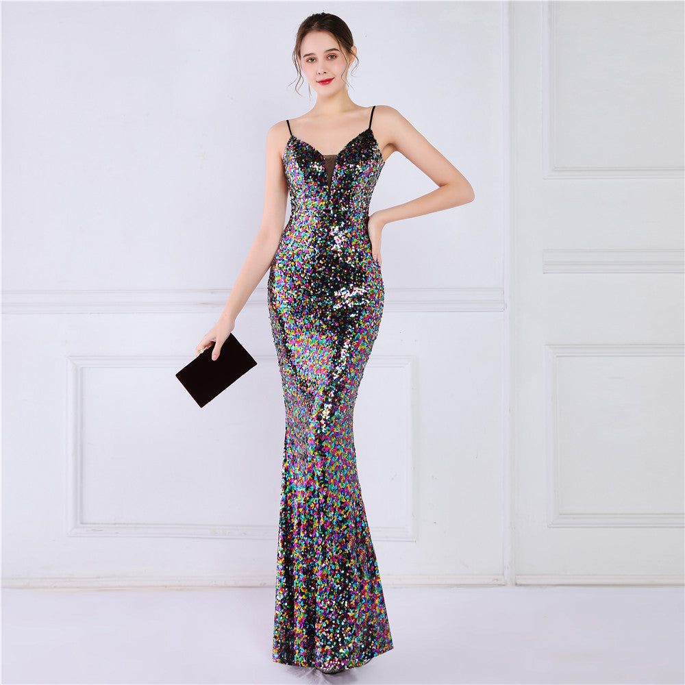 Beaded Position Flower Formal Dress