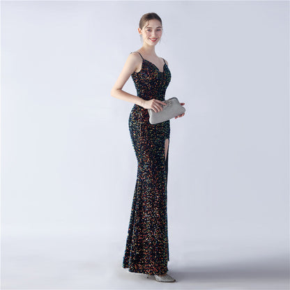 Azura Long Spaghetti Strap Evening Formal Gown