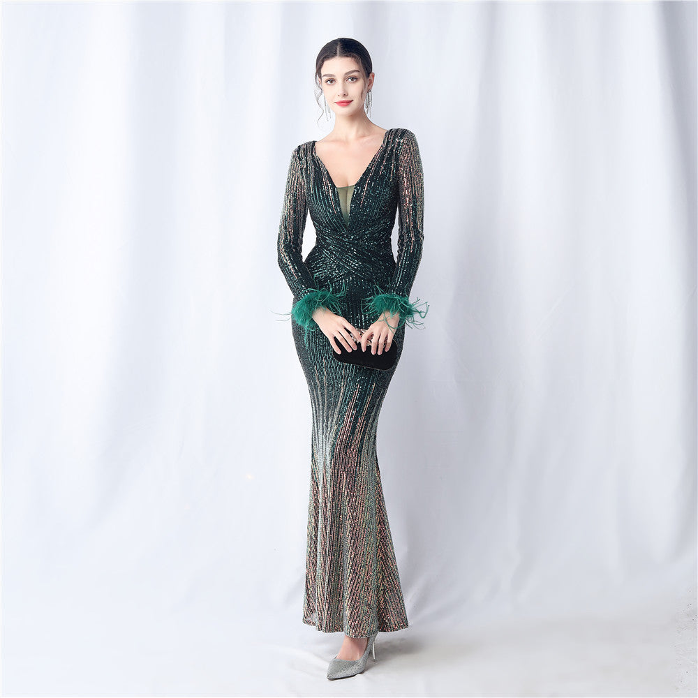 Ostrich Gradient Formal Dress