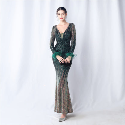 Ostrich Gradient Formal Dress