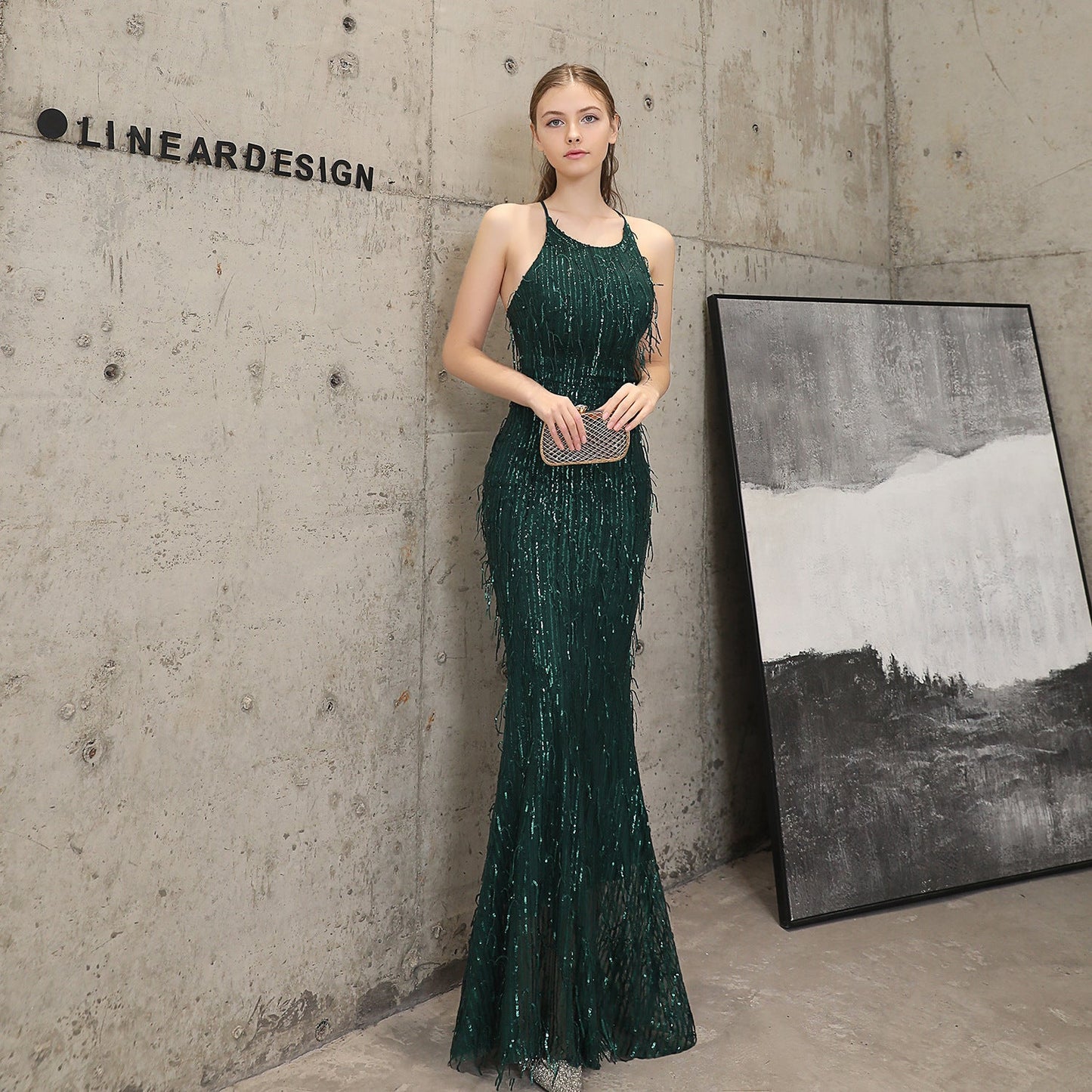 Silk Thread Fringe Beaded Formal Dresses