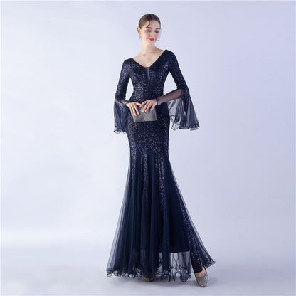 Trimmed Mesh Formal Gown