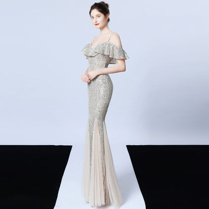Silk Thread Fringe Beaded Formal Dresses