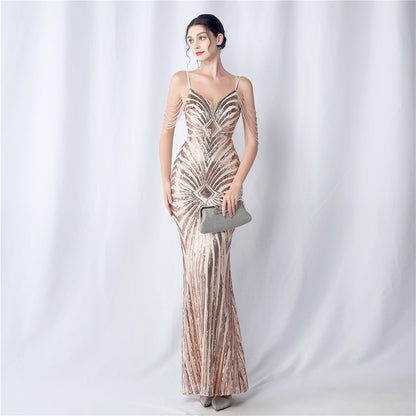 Beaded Halter Formal Dress