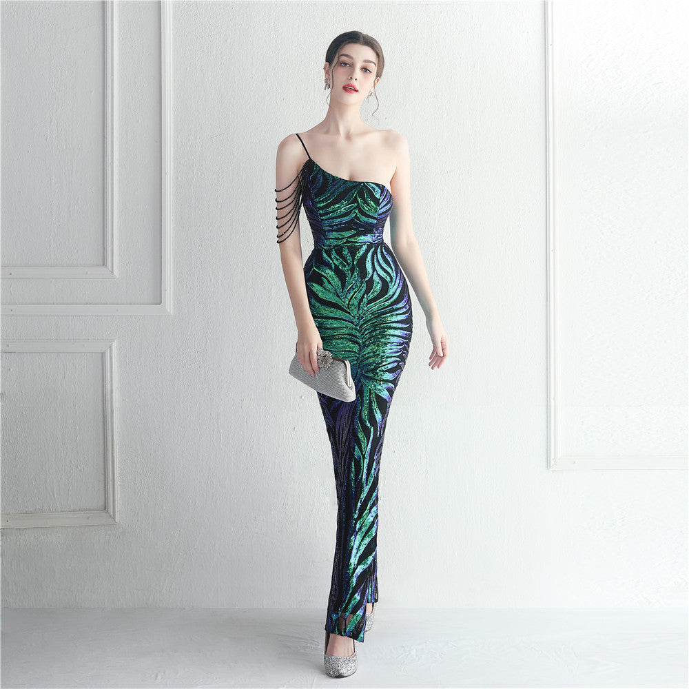 Beaded Sexy Halter Formal Dress