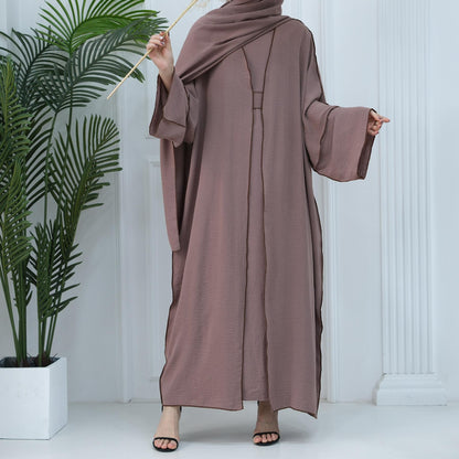 3pcs Set Cardigan+without Sleeves Inner Dress+Hijab