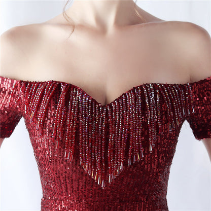 Gradient Beaded Formal Dress