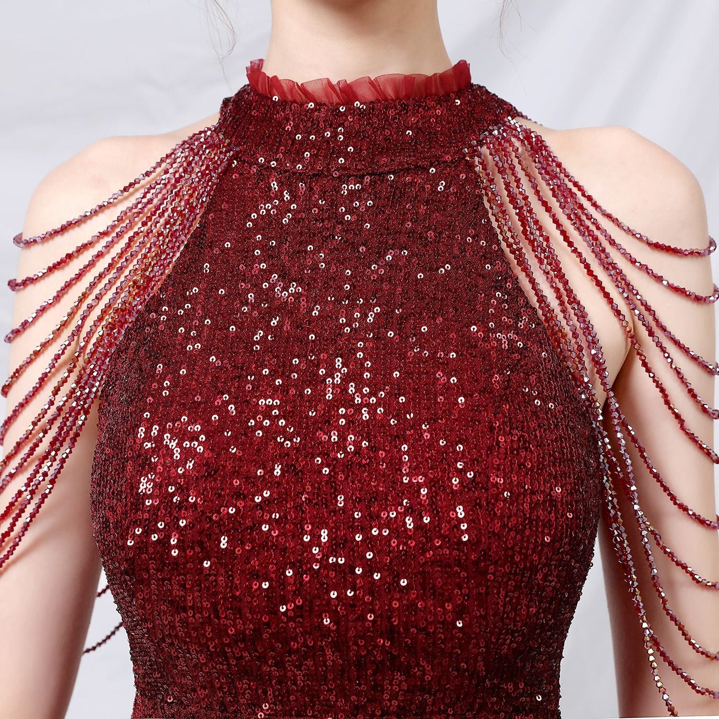 Beaded Hip Wrap Formal Dresses