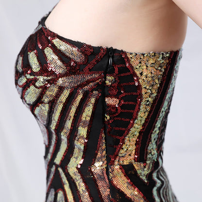 One Shoulder Sequin Fishtail Formal Dress