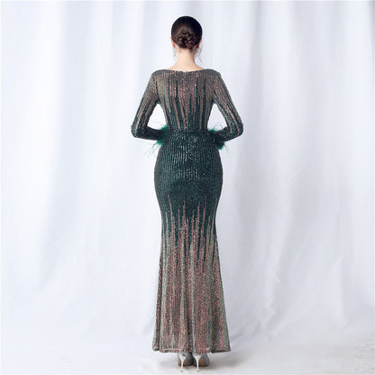 Ostrich Gradient Formal Dress