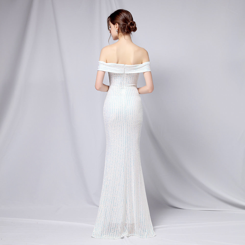 Off The Shoulder Fishtail Formal Dress