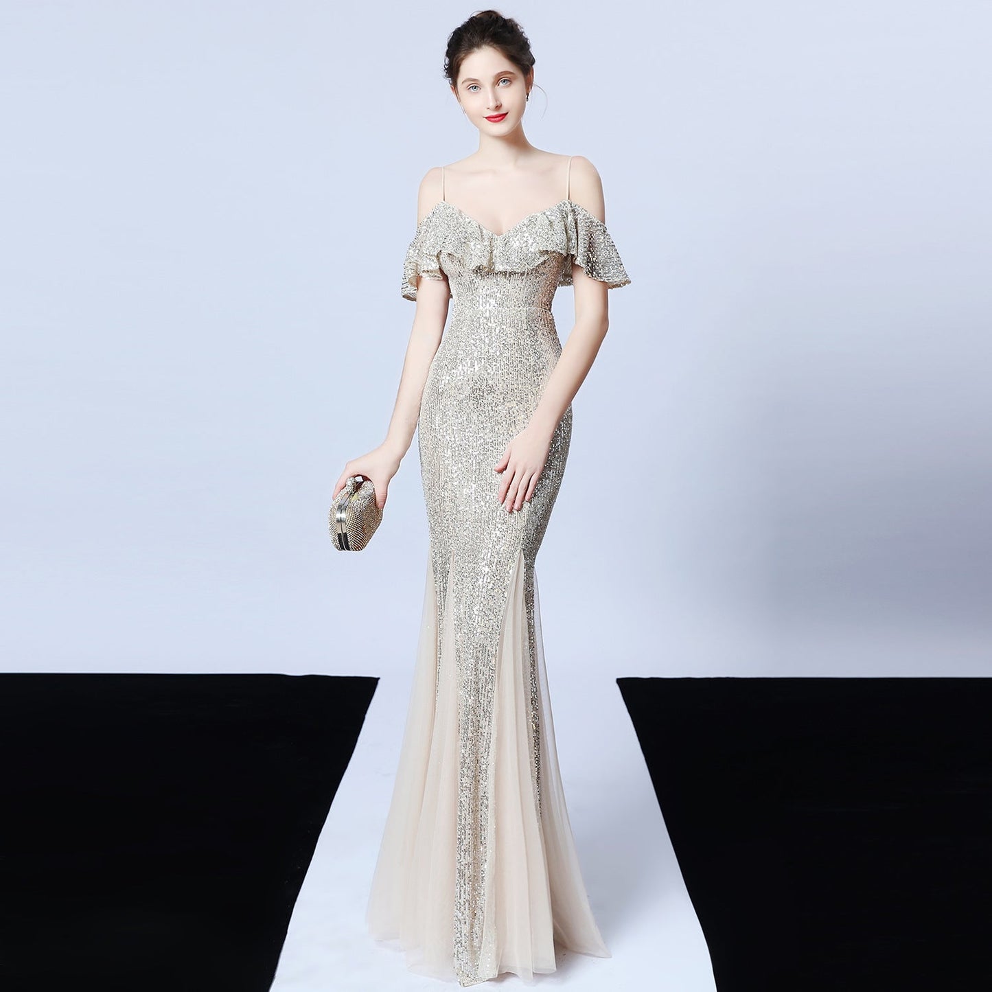 Silk Thread Fringe Beaded Formal Dresses