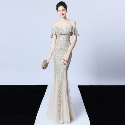Silk Thread Fringe Beaded Formal Dresses