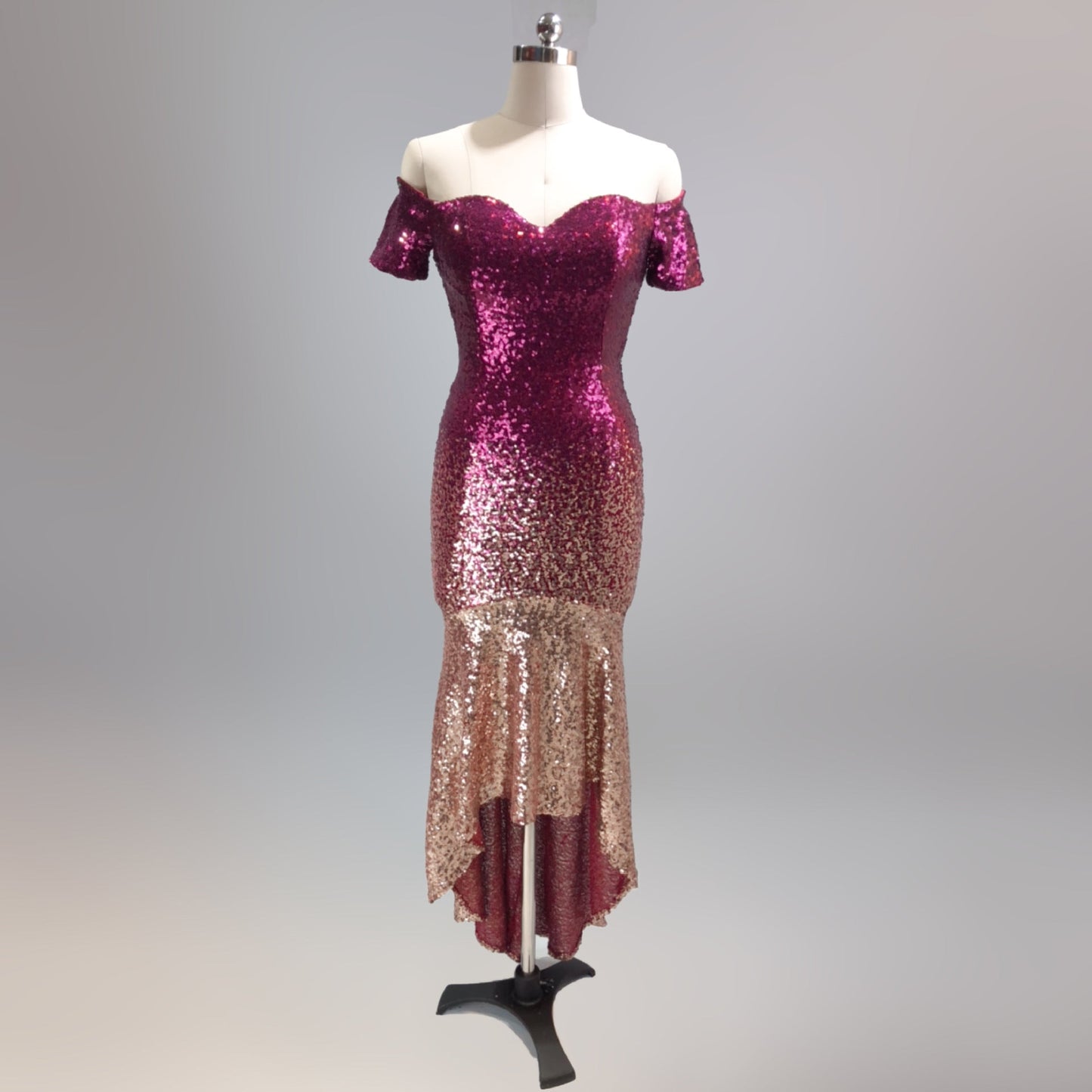 Gradient Beaded Formal Dress