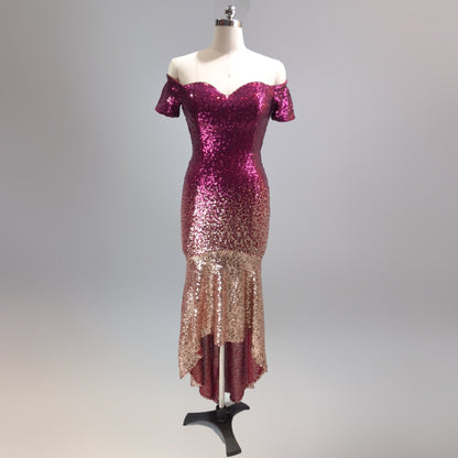 Gradient Beaded Formal Dress