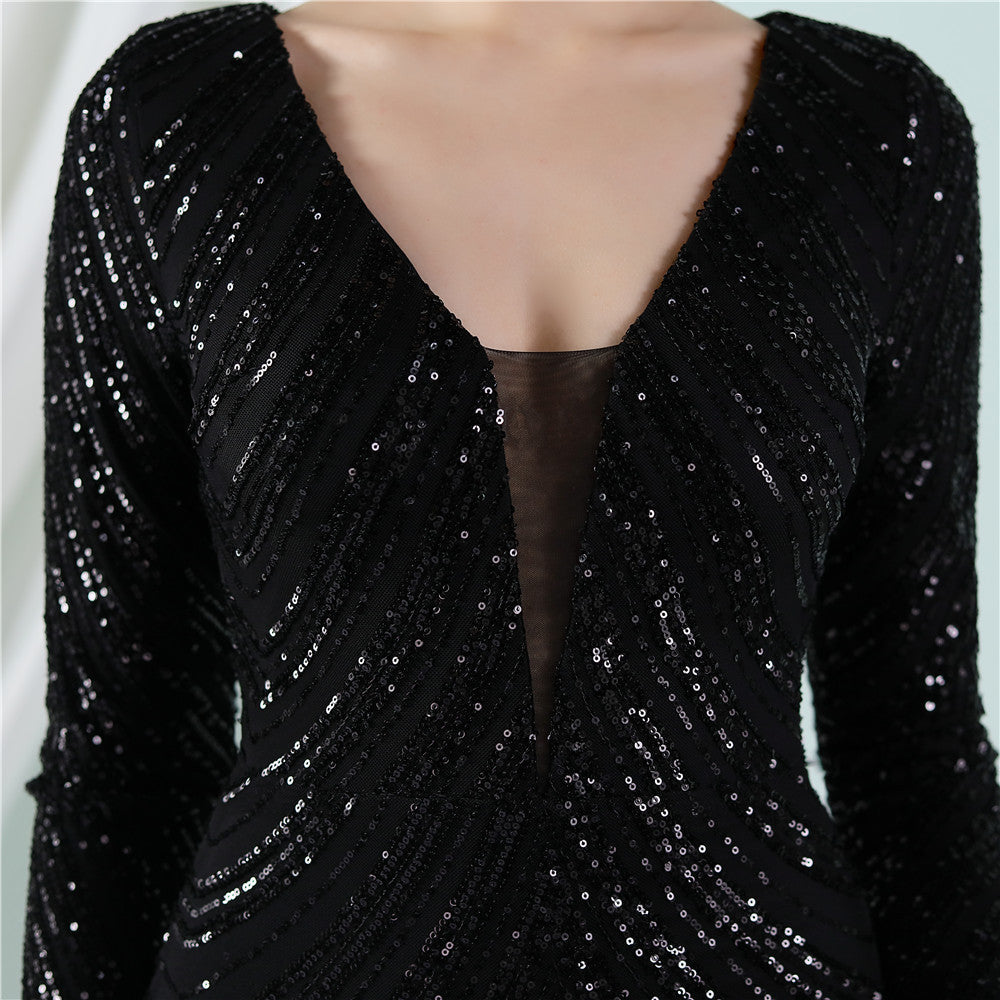 Sequined Fishtail Formal Dress