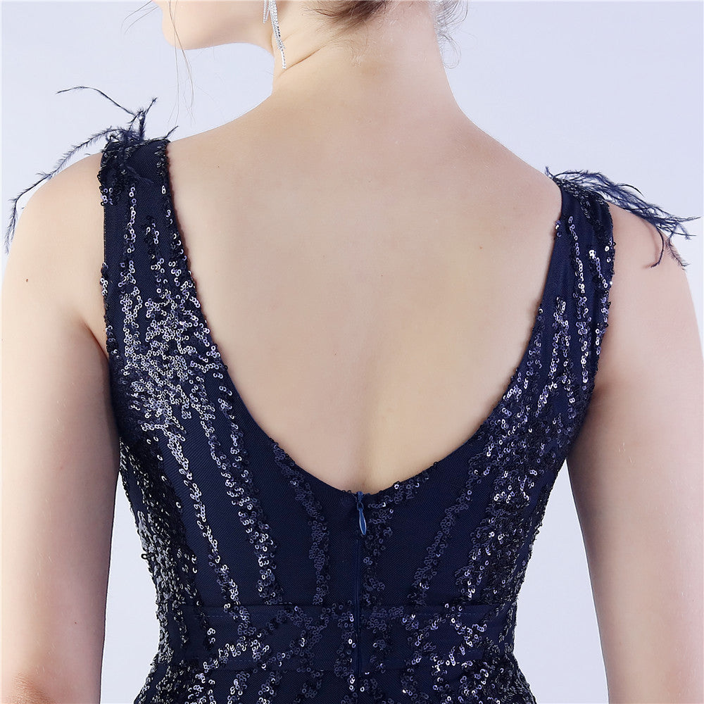 Camel Hair Side Split Formal Dress