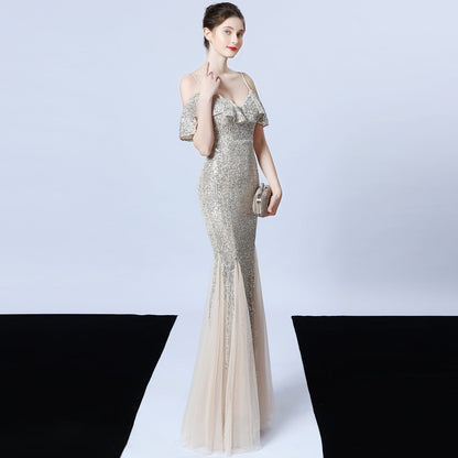 Silk Thread Fringe Beaded Formal Dresses