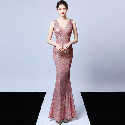 Long Sleeveless Sequin Formal Dress