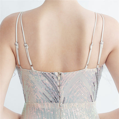 Ostrich Fur Halter Formal Dress