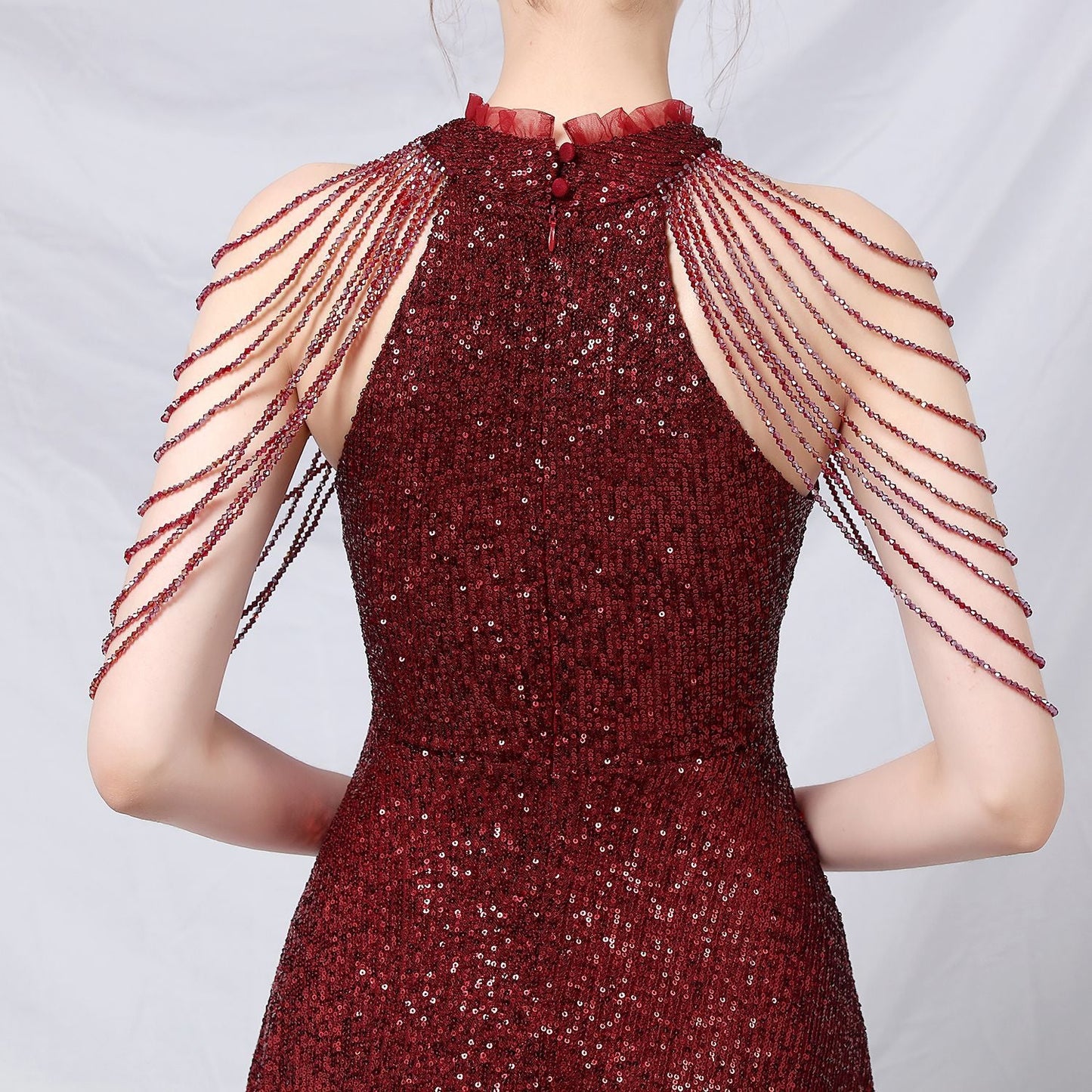 Beaded Hip Wrap Formal Dresses