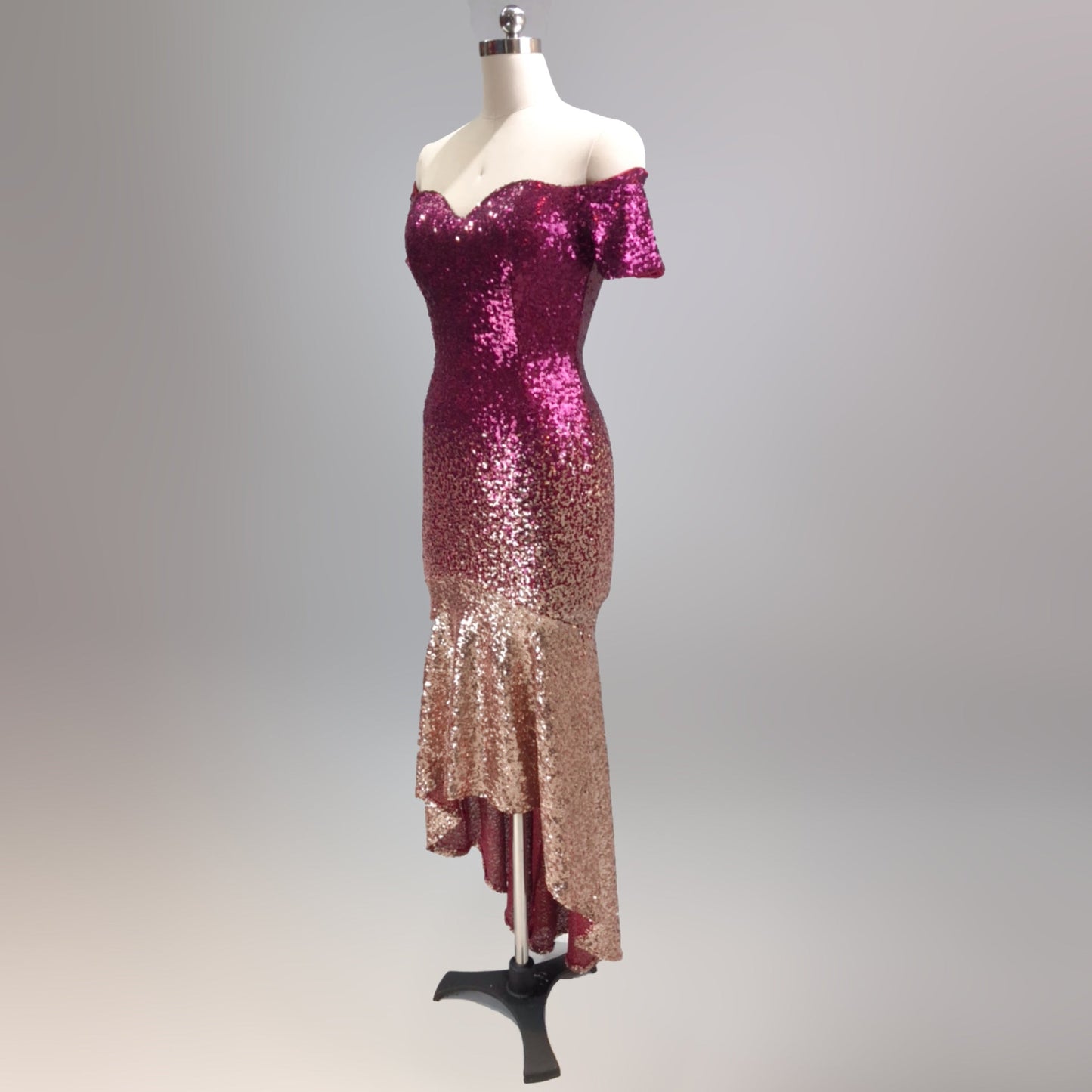 Gradient Beaded Formal Dress