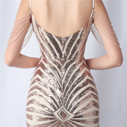 Beaded Halter Formal Dress