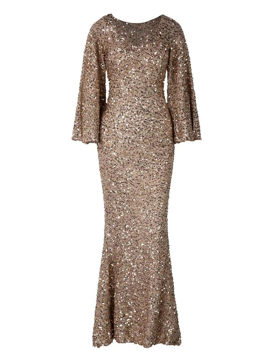 Sequin Bell Sleeve Mermaid Dress
