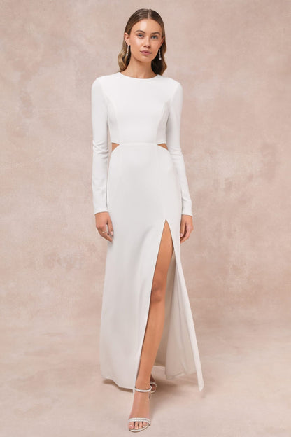 White Long Sleeve Cutout Maxi Dress