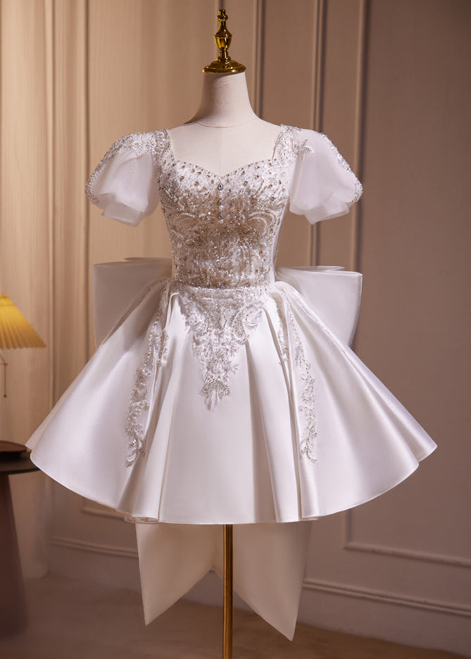 White Cocktail Dress with Beads