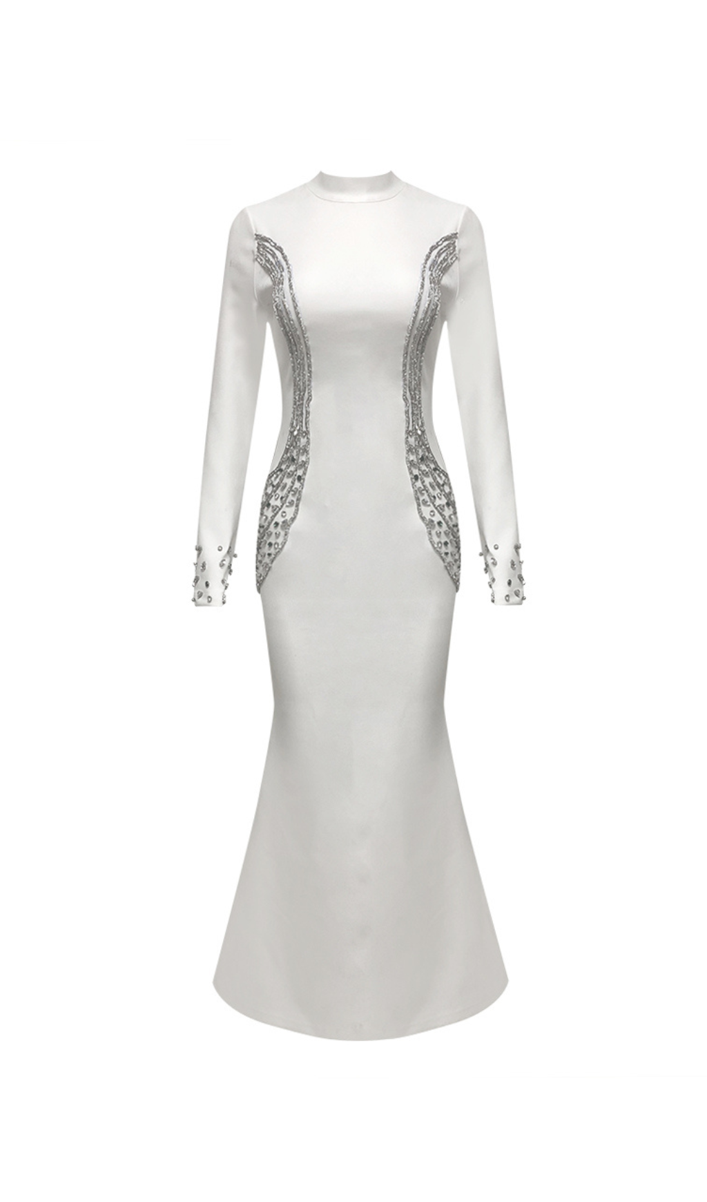 Ashley crystal embellished bodycon maxi dress in white