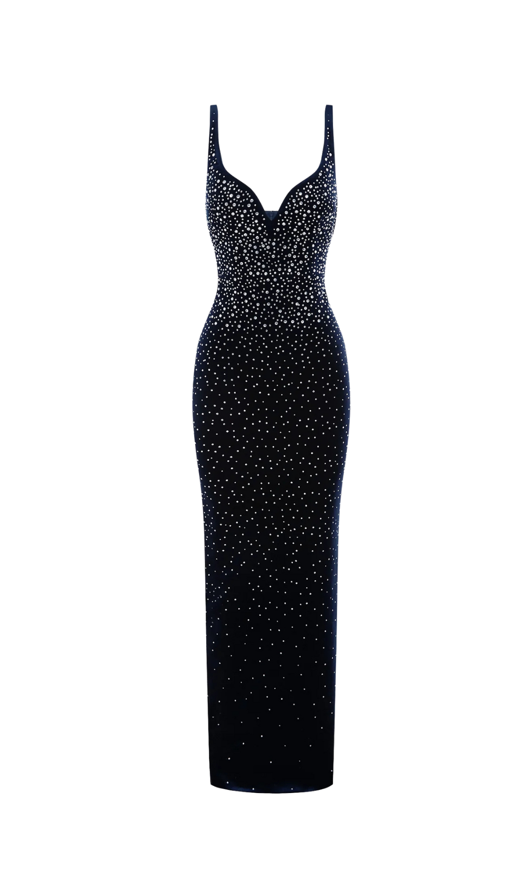 Crystal Velvet Singlet maxi dress in midnight black