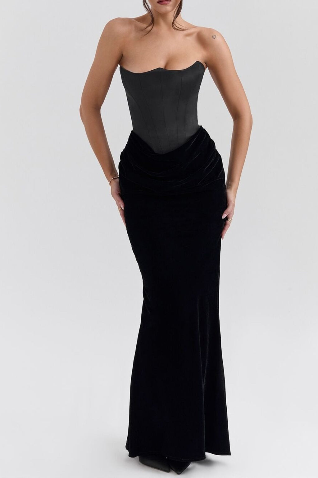 Strapless corset maxi dress in black