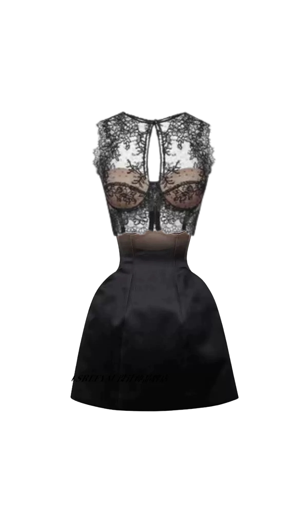 nude ombre black under-bust corset mini skirt set