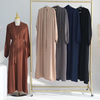 3pcs Cardigan+without  Sleeves Inner Dress+Hijab
