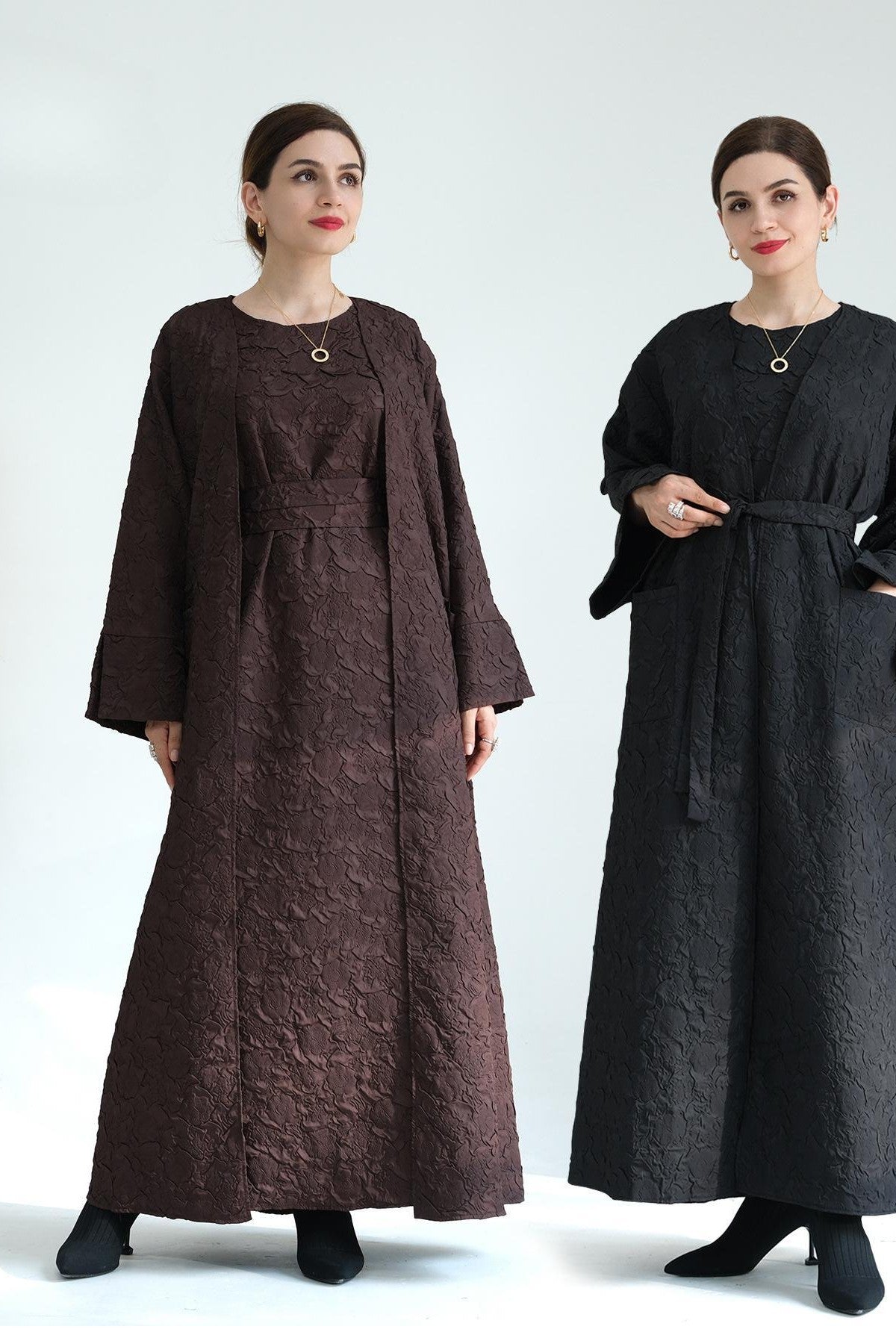 Cardigan with Vest Dress Abaya Robe