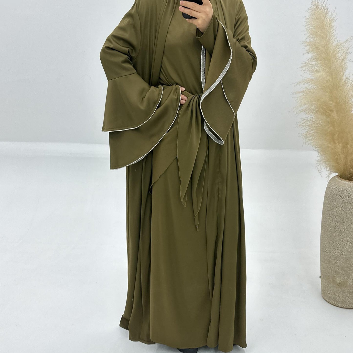 Set 3 pezzi Cardigan in raso + abito interno + cintura speciale